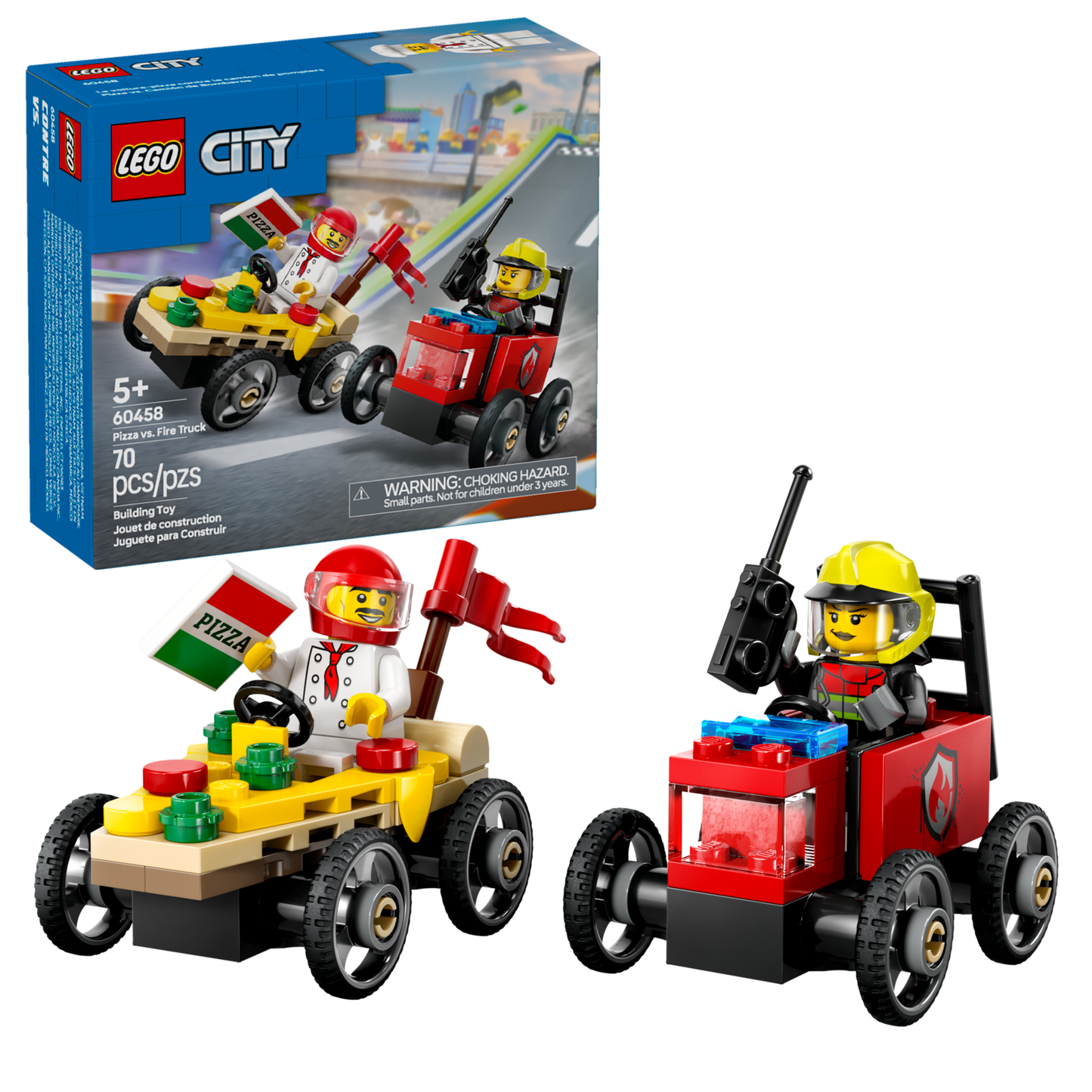 60458 Pizza vs. Fire Truck Race Car Pack
