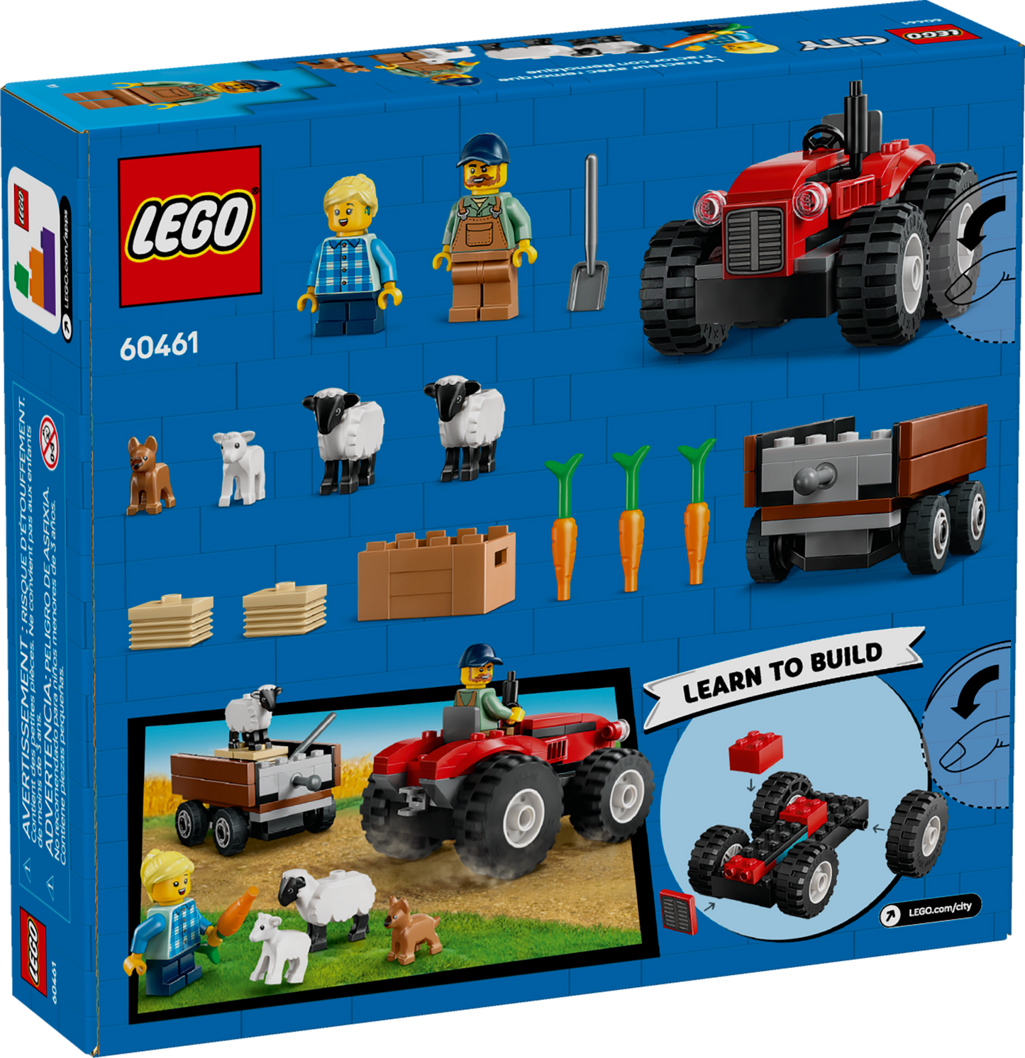 60461 Red Farm Tractor with Trailer & Sheep