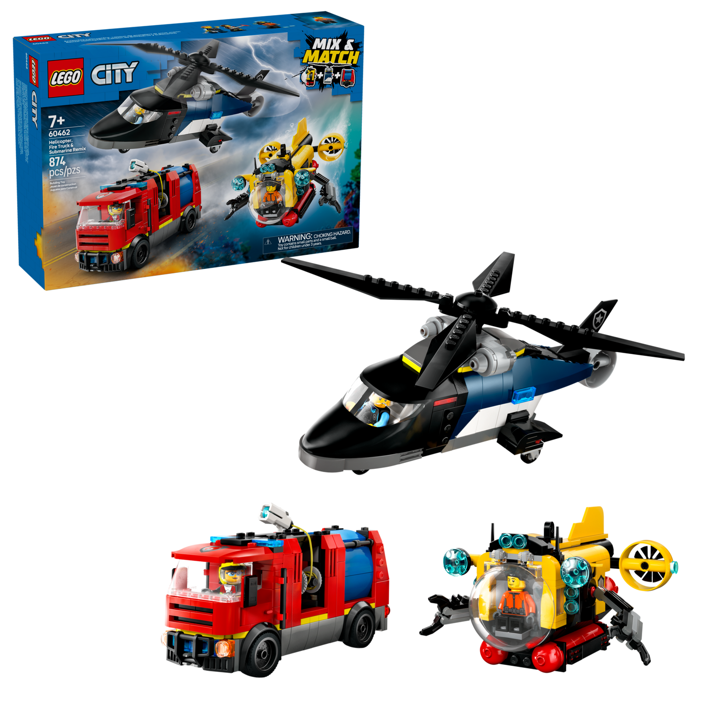 60462 Helicopter, Fire Truck & Submarine Remix