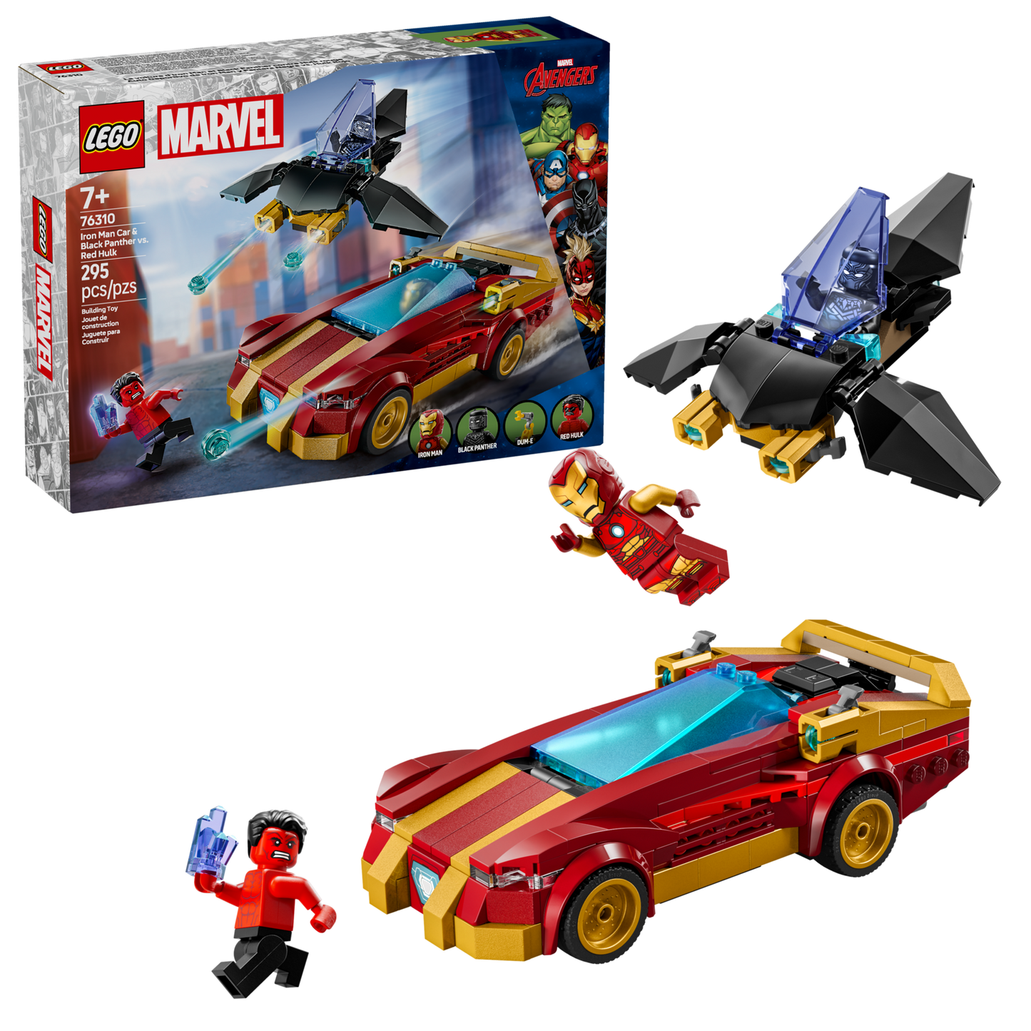 76310 Iron Man Car & Black Panther vs. Red Hul